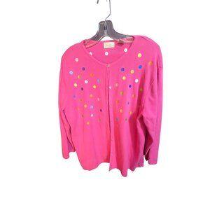 Vintage‎ Studio Works Pink Cardigan With Multicolor Polka Dots L